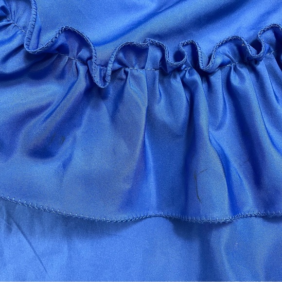 🔥Vintage ILGWU 1980s Blue Gown Ruffled Tiered Mermaid Dress Women Size 4 - Picture 17 of 17